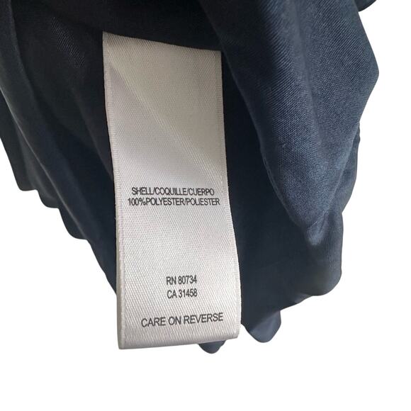 BCBG Maxazaria Navy Blue Silky Flutter Sleeve Rouched Top XS - Picture 5 of 5